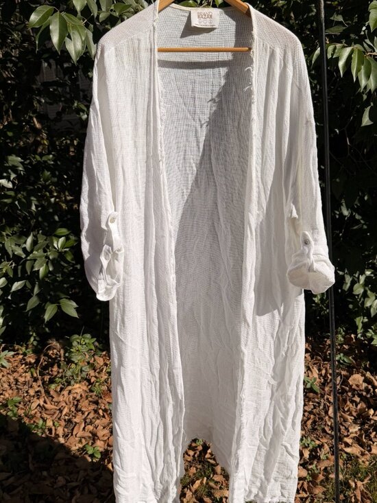 Brand Bazar White Textured Cotton Duster | Boho French Cardigan One Size - Picture 1 of 2
